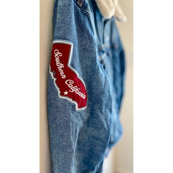 Hollister Sherpa Denim Jacket Mens Lined Trucker Coat Y2K EUC